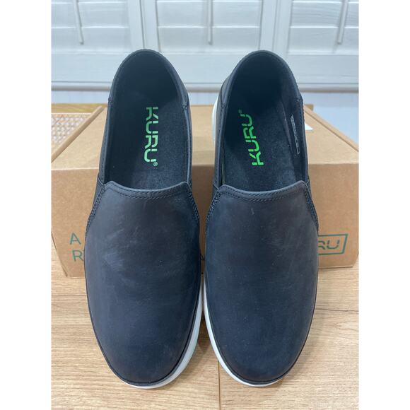 Kuru Women's Cloud Slip-On Comfort Shoes Black Leather Size 10.5 US 42 EU NWOB - Picture 1 of 11